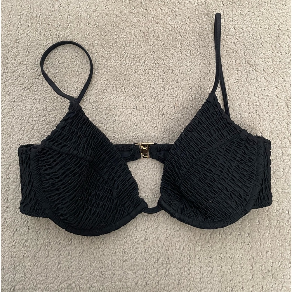 White Fox Black Bikini Top- size medium